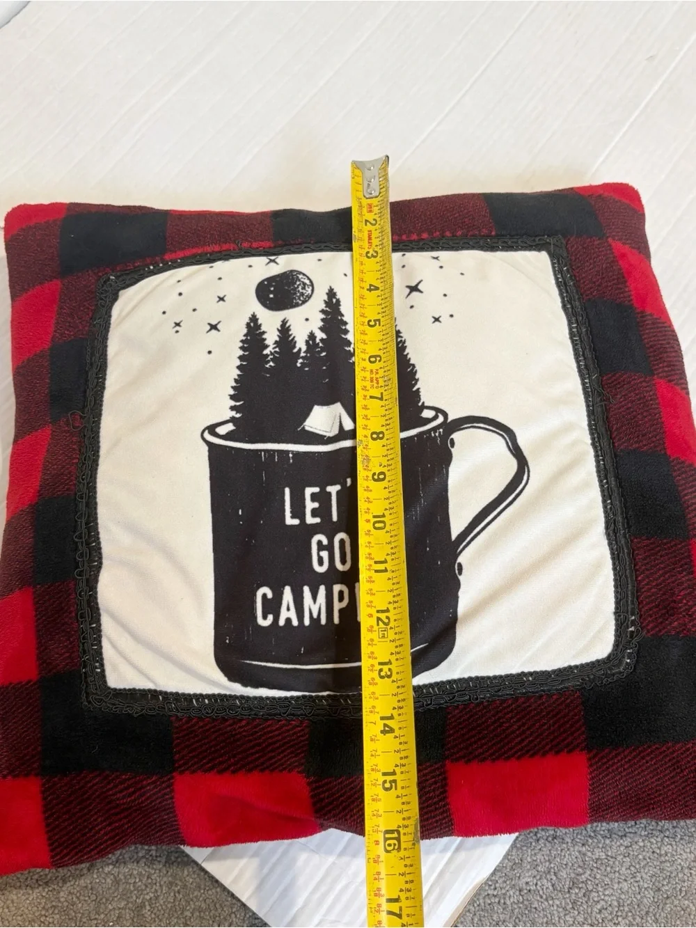 Carstens Home Red Buffalo Plaid Camping Rustic Throw Pillow 16x16 Tent Stars